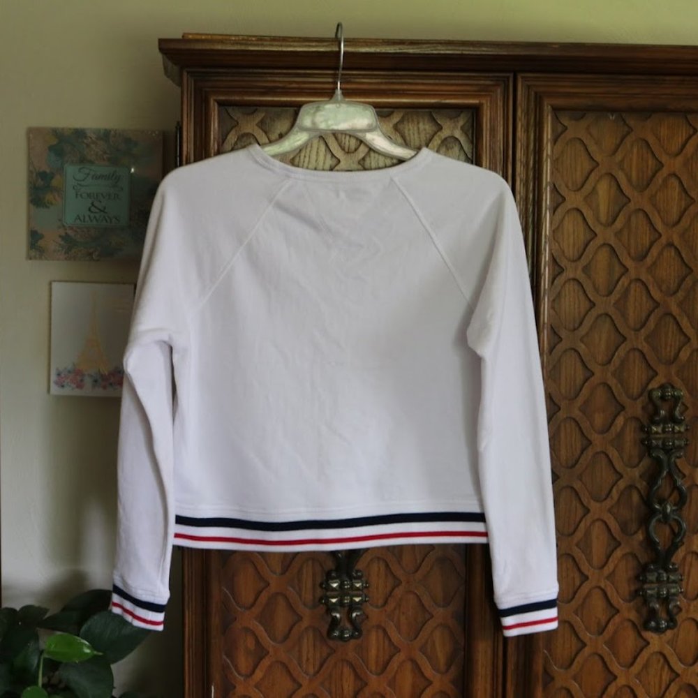 TOMMY HILFIGER SPORT Oversized Cropped Sweatshirt - White/stripes, Size S - Picture 7 of 14